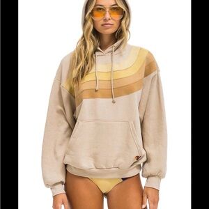 Aviator Nation Wave Stripe Hoodie Sand Large
